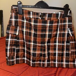 Forever 21 Orange and Black Plaid Skirt
